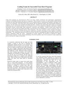 June Paper of the Month: "Leading Teams for Successful Clean Sheet Programs"