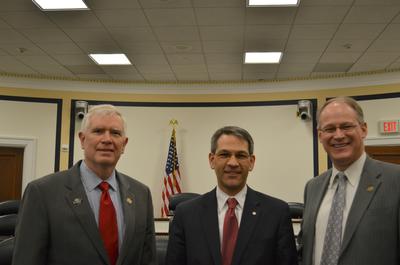Rep. Mo Brooks, AHS Director Mike Hirschberg, and Rep. Mark Critz