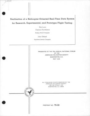 Realization Of A Helicopter Oriented Real Time Data System For Research ...
