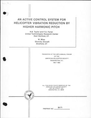 Active Control System for Helicopter Vibration Reduction By Higher ...