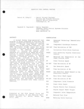 Adaptive Fuel Control Testing - Vertical Flight Library & Store