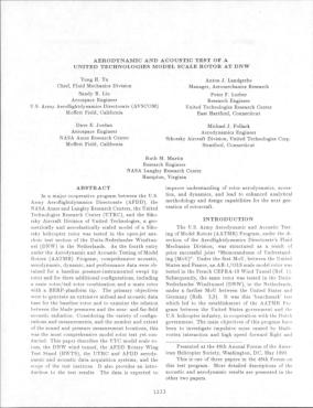 Aerodynamic and Acoustic Test of a United Technologies Model Scale ...