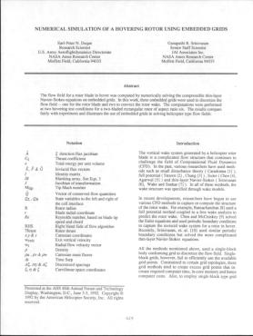 Numerical Simulation of a Hovering Rotor Using Embedded Grids ...