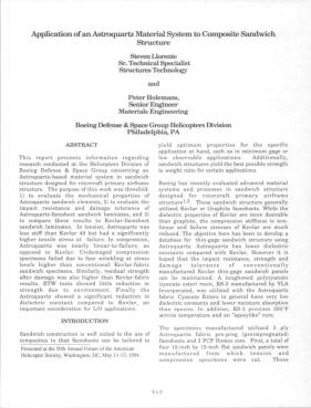 Application of an Astroquartz Material System to Composite Sandwich ...