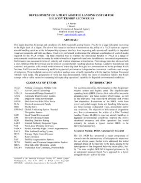 Development Of A Pilot Assisted Landing System For Helicopter/Ship ...