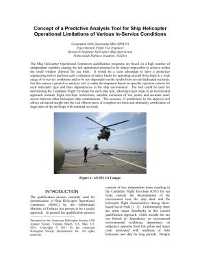 Concept of a Predictive Analysis Tool for Ship Helicopter Operational ...
