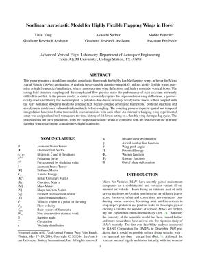 Nonlinear Aeroelastic Model for a Highly Flexible Flapping Wing in ...