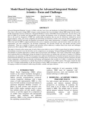 Model Based Engineering for Advanced Integrated Modular Avionics ...
