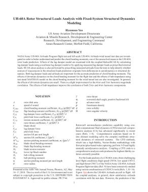 UH-60A Rotor Structural Loads Analysis with Fixed-System Structural ...