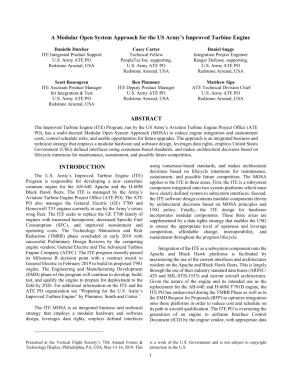 A Modular Open System Approach for the US Army's Improved Turbine ...