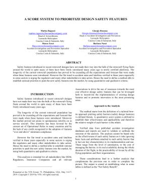 A Score System to Prioritize Design Safety Features - Vertical Flight ...