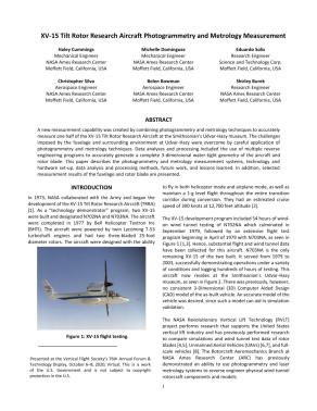 XV-15 Tilt Rotor Research Aircraft Photogrammetry and Metrology ...