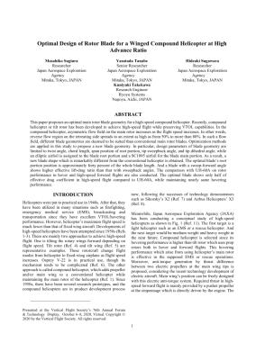 Optimal Design of Rotor Blade for a Winged Compound Helicopter at High ...
