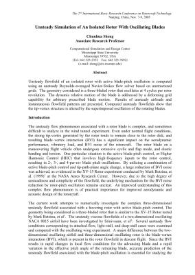 Unsteady Simulation of An Isolated Rotor With Oscillating Blades ...