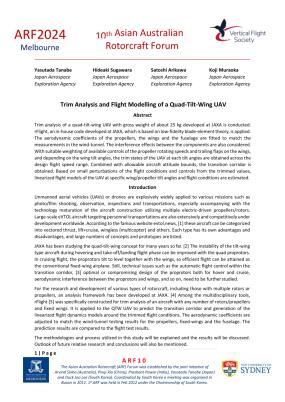 Trim Analysis and Flight Modelling of a Quad-Tilt-Wing UAV - Vertical ...