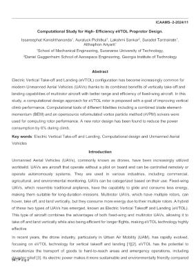 Computational Study for High- Efficiency eVTOL Proprotor Design ...