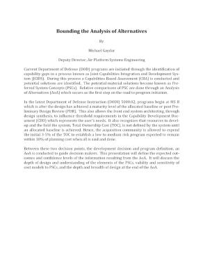 Bounding the Analysis of Alternatives - Vertical Flight Library & Store