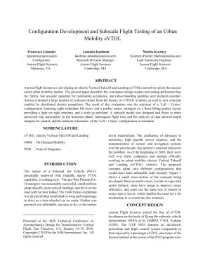 Configuration Development and Subscale Flight Testing of an Urban ...