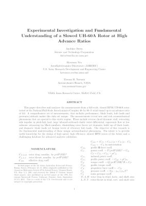 Experimental Investigation and Fundamental Understanding of a Slowed UH ...