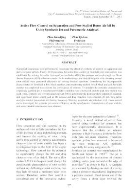 Active Flow Control on Separation and Post-Stall of Rotor Airfoil by ...