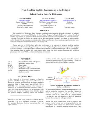 From Handling Qualities Requirements to the Design of Robust Control ...