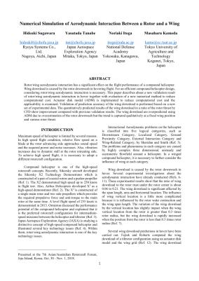 Numerical Simulation of Aerodynamic Interaction Between a Rotor and a ...