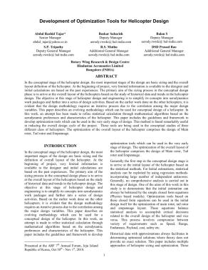Development of Optimization Tools for Helicopter Design - Vertical ...