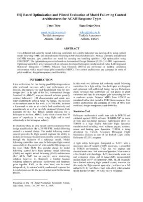 HQ Based Optimization and Piloted Evaluation of Model Following Control ...