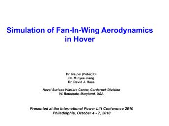 Simulation of Fan-In-Wing Aerodynamics in Hover - Vertical Flight ...