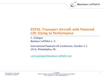 ESTOL Transport Aircraft with Powered Lift: Sizing to Performance ...