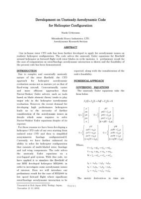 Development on Unsteady Aerodynamic Code for Helicopter Configuration ...