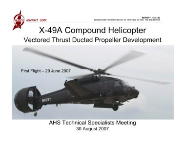 X-49A Compound Helicopter Vectored Thrust Ducted Propeller Development ...