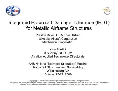 Integrated Rotorcraft Damage Tolerance (IRDT) for Metallic Airframe ...