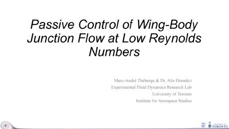 Passive Control of Wing-Body Junction Flow at Low Reynolds Numbers ...