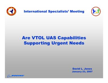 Are VTOL UAS Capabilities Supporting Urgent Needs - Vertical Flight ...