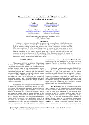 Experimental Study on Micro Passive Blade Twist Control for Small-Scale ...