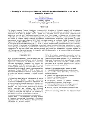 A Summary of AH-64D Apache Longbow Network Experimentation Enabled by ...
